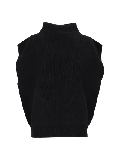 Peserico Sleeveless Ribbed High-neck Sweater In Black