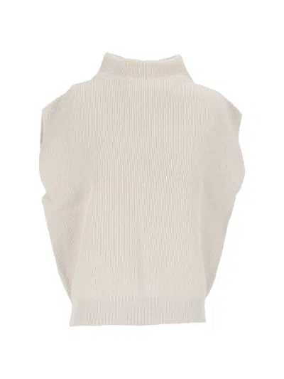 Peserico Sleeveless Ribbed High-neck Sweater In Neutral