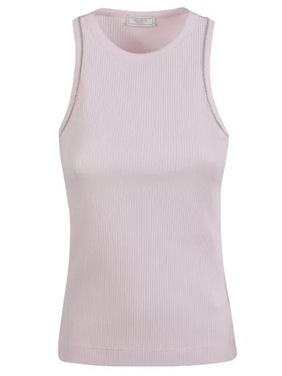 Peserico Sleeveless Ribbed Top In Pink