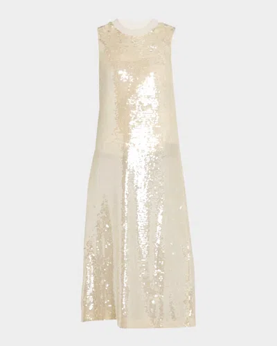 Peserico Sleeveless Sequin Midi Dress In Gold