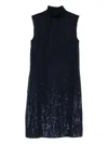 Peserico Sleeveless Sequin Turtleneck Midi Dress In Black