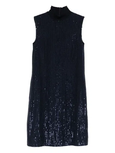 Peserico Sleeveless Sequin Turtleneck Midi Dress In Black