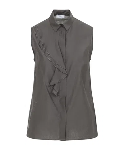PESERICO DRAPED-DETAIL SLEEVELESS BLOUSE