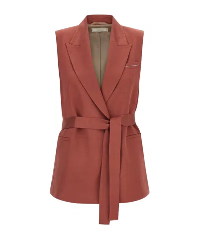 Peserico Sleeveless Suit Jacket In Brown