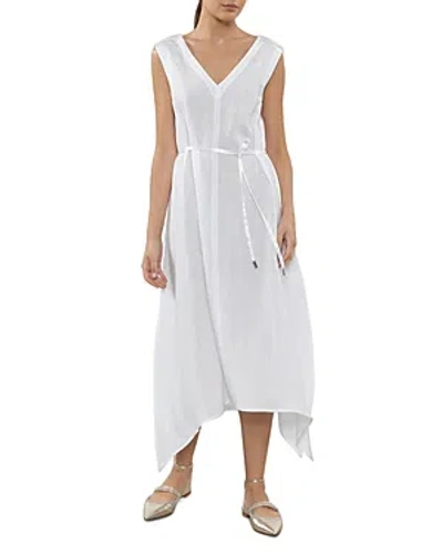 Peserico Sleeveless Tie Waist Dress In Optical White