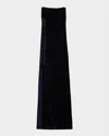 Peserico Sleeveless V'd Back Velvet Maxi Dress In Blue