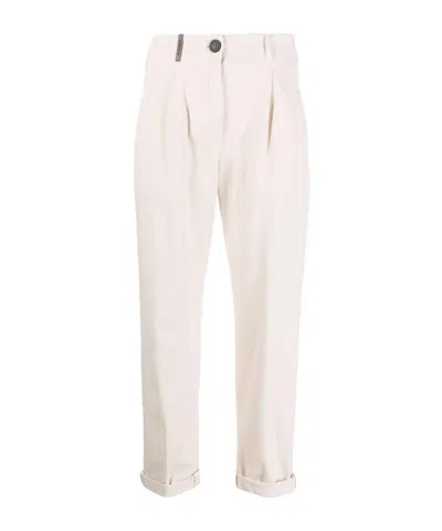 Peserico Slim-cut Tapered-leg Trousers In Neutral