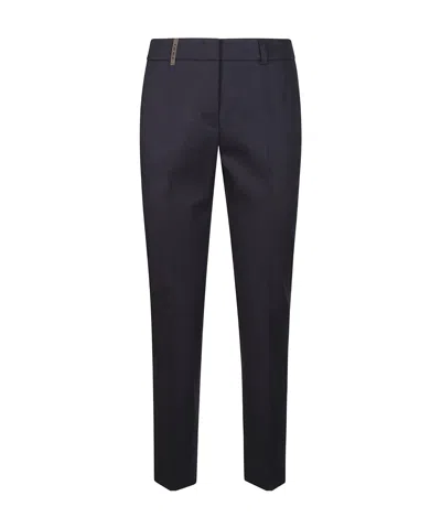 Peserico Slim-fit Cotton Trousers In Black