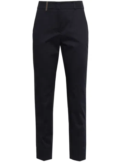 Peserico Slim-fit Cotton Trousers In Blue