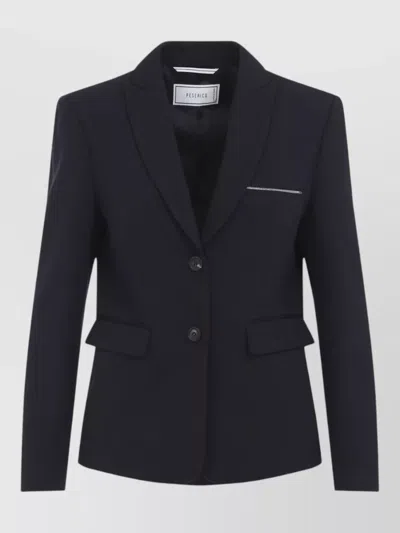 Peserico Slim Fit Tailored Double Breasted Blazer Jacket In Black