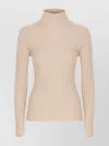Peserico Slim Fit Turtleneck Sweater With Ribbed Texture In Pink