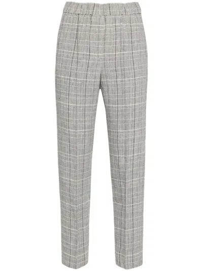 Peserico Plaid-check Cropped Trousers In Gray