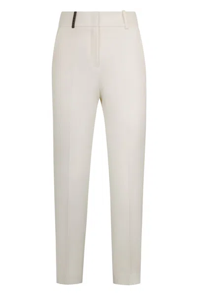 Peserico Slim White Pants With Elegant And Minimal Design, Perfect For Any Occasion. In Green