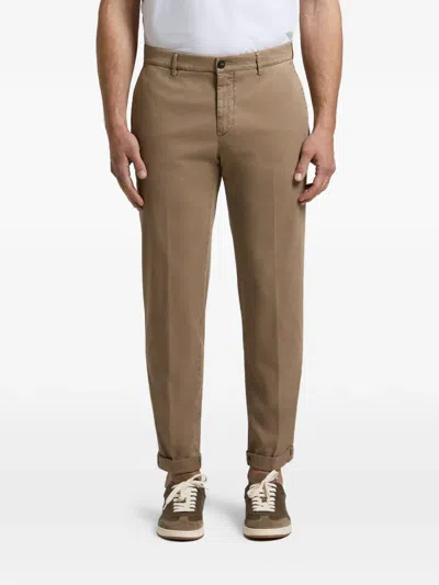 Peserico Slim-fit Turn-up Trousers In Brown