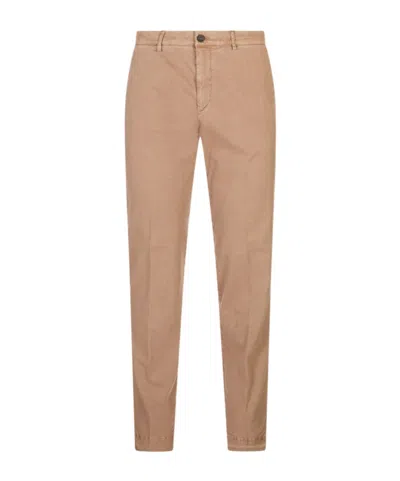 Peserico Slim-fit Turn-up Trousers In Brown