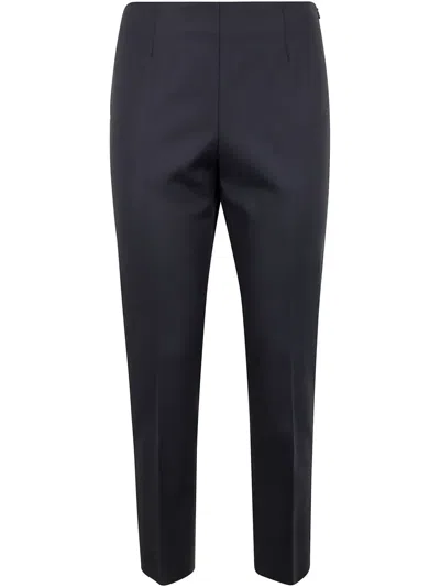 Peserico Compact Canvas Cotton Viscose Stretch Trousers In Blue