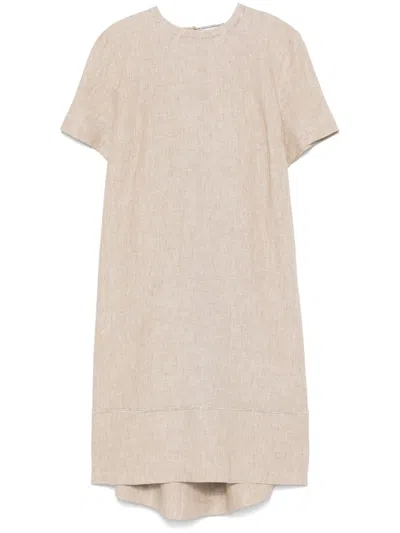Peserico Slub-texture Midi Dress In Neutrals