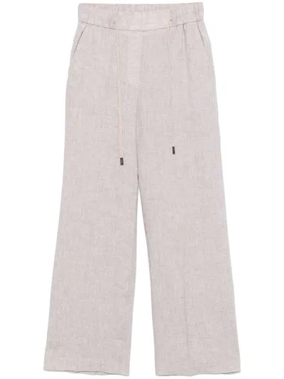 Peserico Slub-texture Trousers In Neutrals