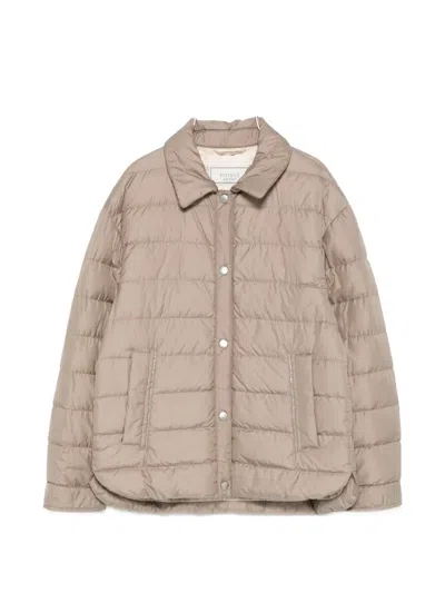 Peserico Snap-button Quilted Jacket In Neutral