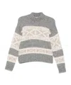 Peserico High-neck Geometric Knit Jumper With Dropped Shoulders In Gray