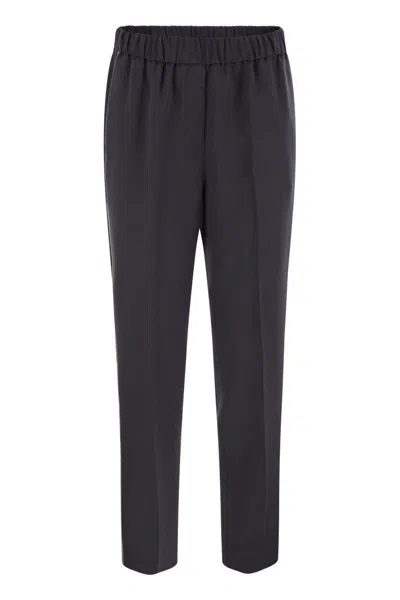 Peserico Soft Pants Made Of Stretch Viscose Technical Canvas In Black