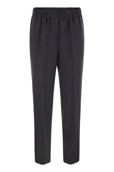 Peserico Soft Pants Made Of Stretch Viscose Technical Canvas In Blue