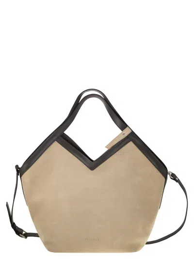 Peserico Soft Suede Tote Bag With Removable Pouch And Adjustable Strap In Multi