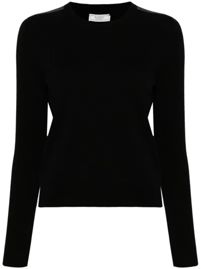 Peserico Soft Wool Blend Tricot Sweater In Black