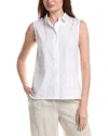Peserico Collared Neck Sleeveless Top Layered Hem In White