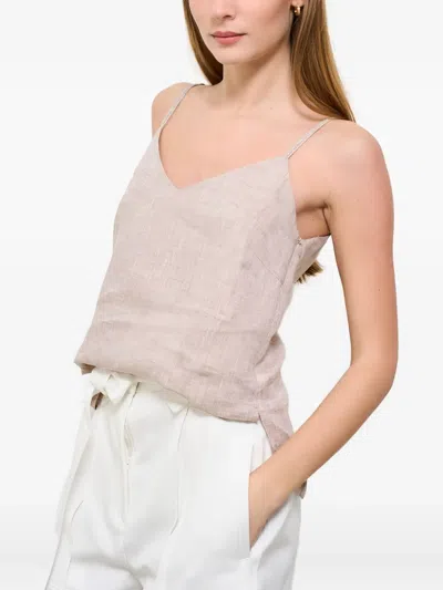 Peserico Spaghetti-strap Linen Tank Top In Pink