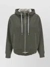 Peserico Sparkle Drawstring Hooded Long Sleeve In Green