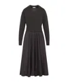 Peserico Ebony Brown Two-fabric Midi Dress With Pointed Collar In Black