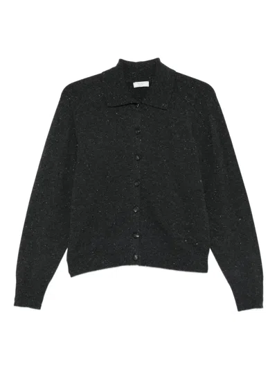 Peserico Speckled-pattern Collared Cardigan In Black
