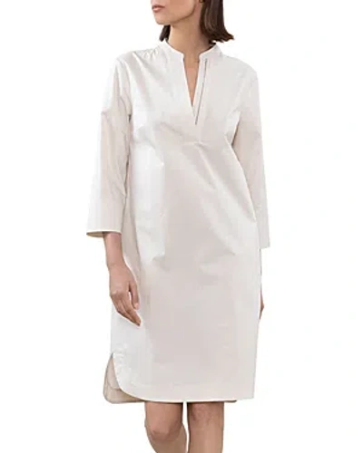 Peserico Split Neck Long Sleeve Dress In Salty White