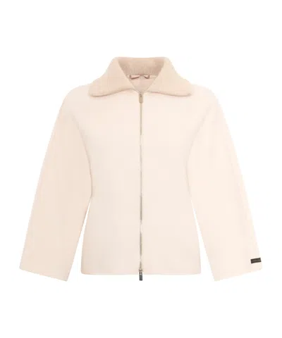 Peserico Spread-collar Virgin Wool Blend Jacket In Pink