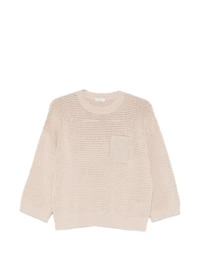 Peserico Square-detail Sweater In Neutral