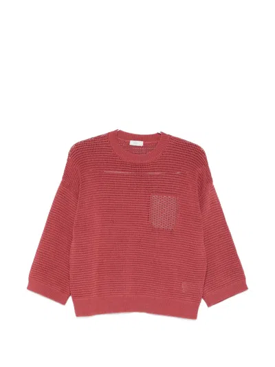 Peserico Square-detail Sweater In Red