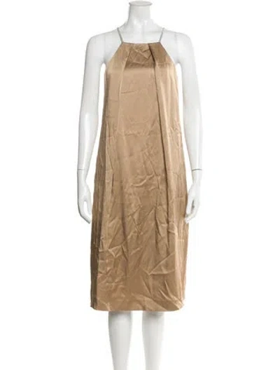 Pre-owned Peserico Square Neckline Knee-length Dress In Neutral
