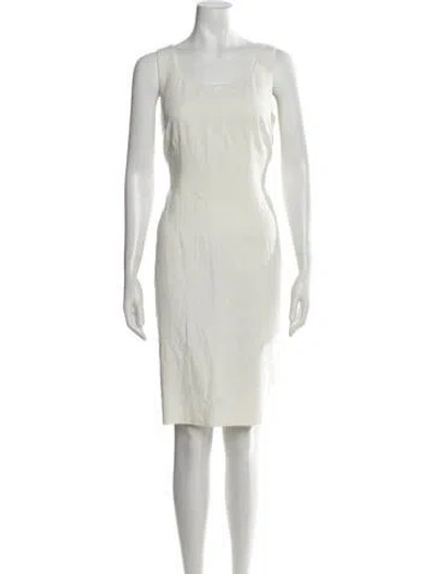Pre-owned Peserico Square Neckline Knee-length Dress In Neutrals