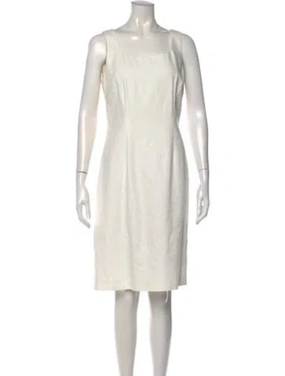 Pre-owned Peserico Square Neckline Knee-length Dress In White