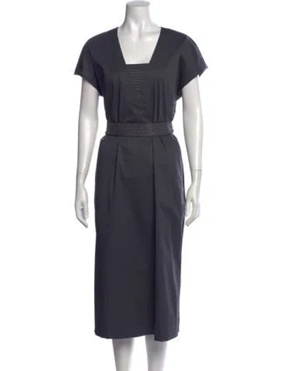 Pre-owned Peserico Square Neckline Midi Length Dress In Blue