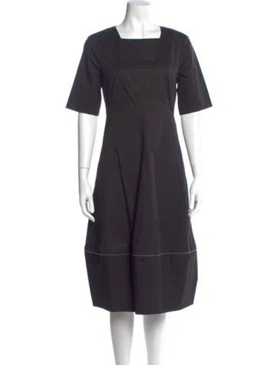Pre-owned Peserico Square Neckline Midi Length Dress In Gray
