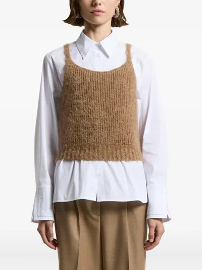 Peserico Squared-neckline Sleeveless Top In Neutral