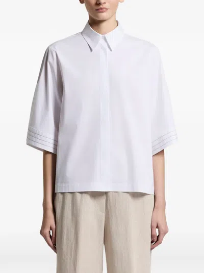 Peserico Stitching Short-sleeve Shirt In White