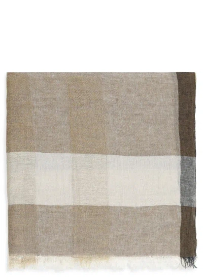 Peserico Stole With Fringes In Brown