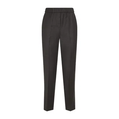 PESERICO PESERICO STRAIGHT-LEG BROWN VIRGIN WOOL PANTS WITH LUREX DETAILS