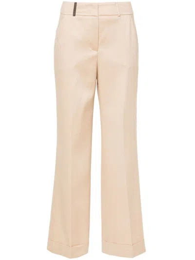 Peserico Straight-leg Flannel Trousers In Neutrals