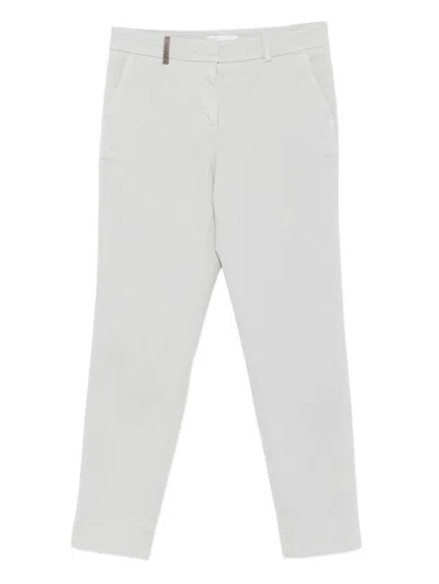 PESERICO STRAIGHT-LEG GRAY TROUSERS WITH MID-RISE WAIST