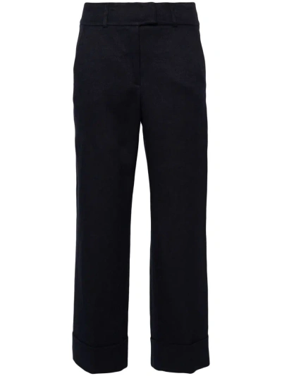 Peserico Straight Leg Pants With Lapel In Blue