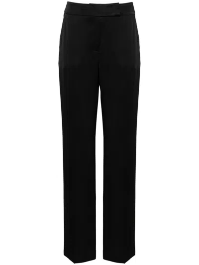 Peserico Straight-leg Satin Trousers In 黑色
